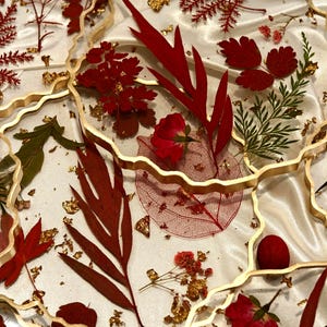 Red Resin Real Pressed Flowers Coasters