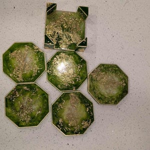 Jade Inspired Resin Coaster Set - Elegant Home Decor